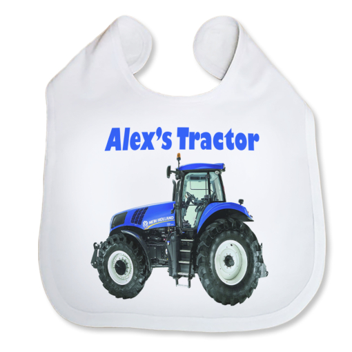 Tractor New Holland Personalised Baby Bib - Image 2