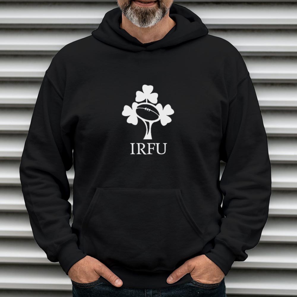 IRFU White Logo 1 Hoodie LocalIrishGifts